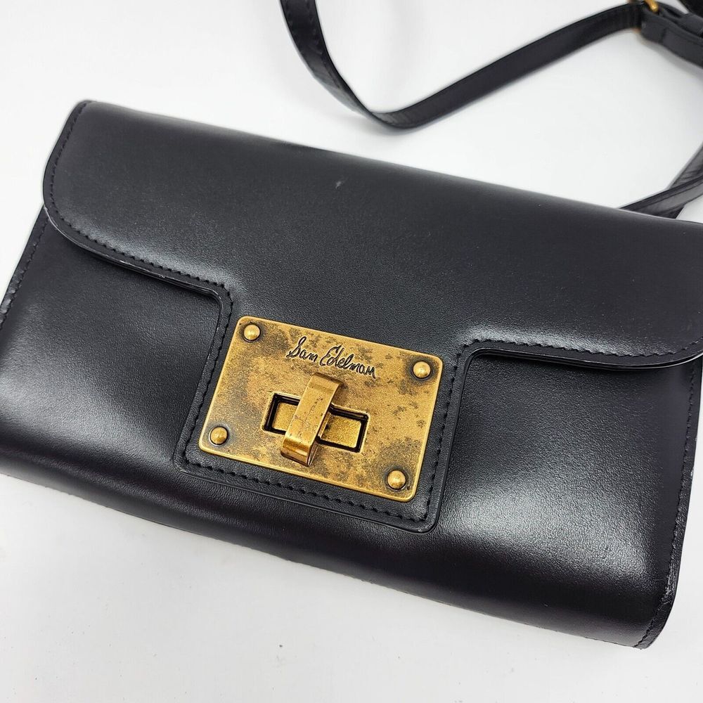 Sam Edelman Black Crossbody Bag with Gold Accent